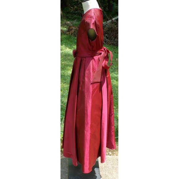 VTG Jessica McClintock Girls Red Dress Sz 7 Bow Rose Holiday Party Formal Xmas - Picture 6 of 10